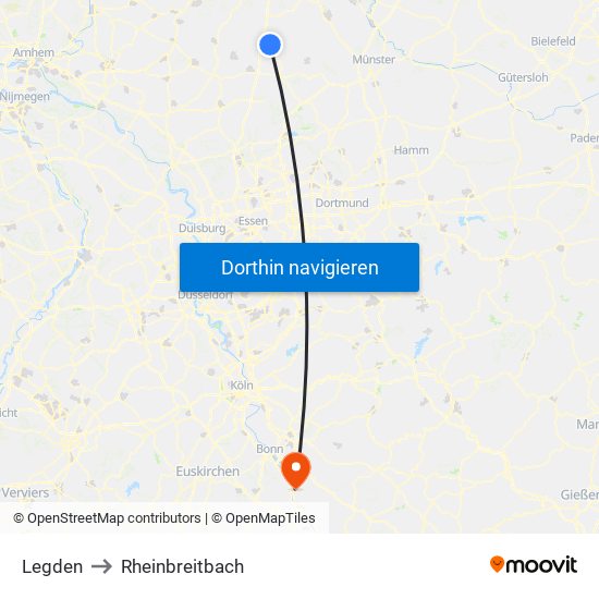 Legden to Rheinbreitbach map