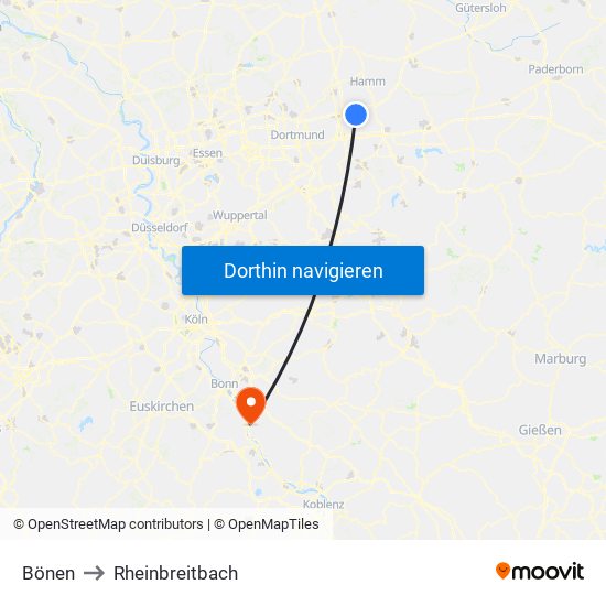 Bönen to Rheinbreitbach map