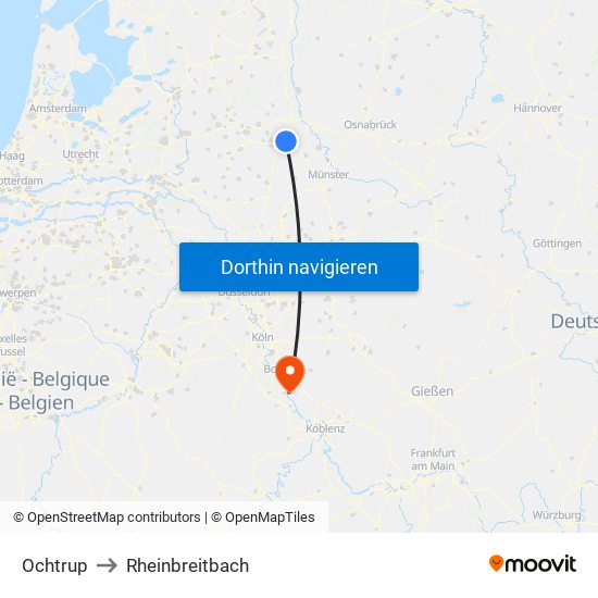 Ochtrup to Rheinbreitbach map