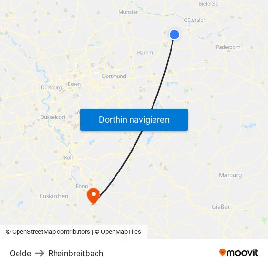 Oelde to Rheinbreitbach map