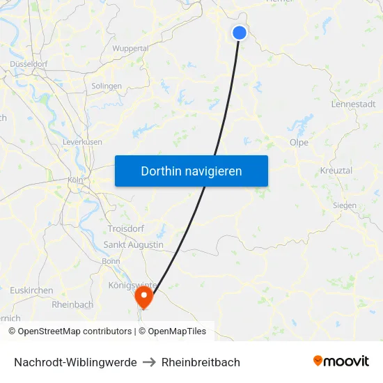Nachrodt-Wiblingwerde to Rheinbreitbach map