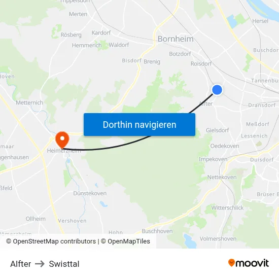 Alfter to Swisttal map
