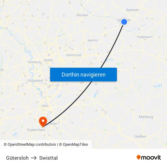 Gütersloh to Swisttal map