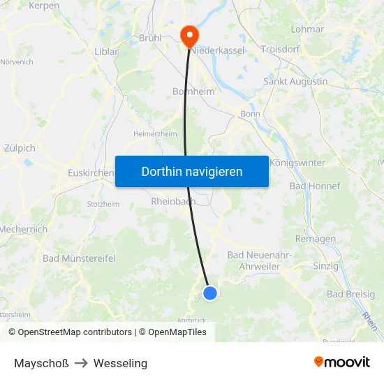 Mayschoß to Wesseling map