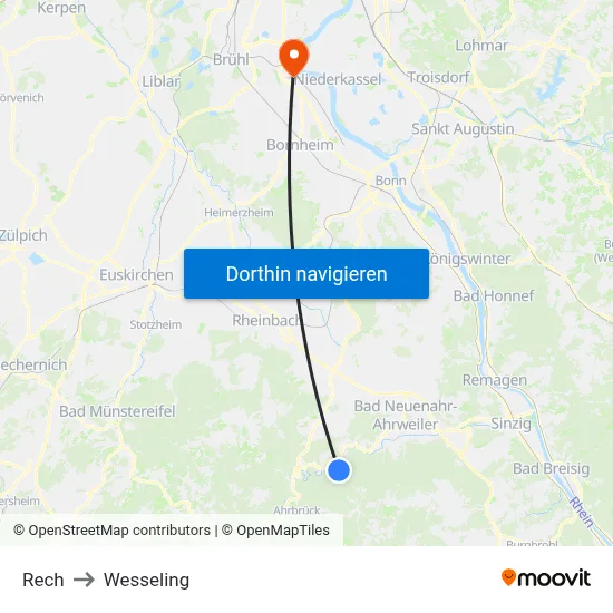 Rech to Wesseling map