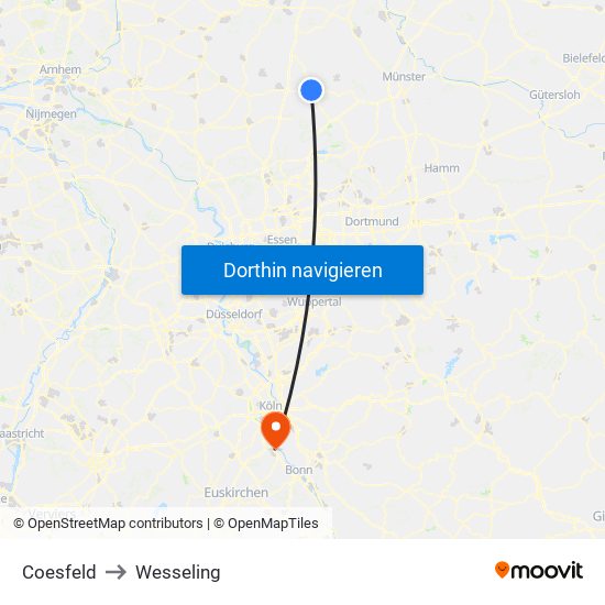 Coesfeld to Wesseling map