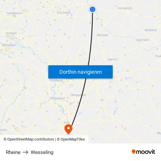 Rheine to Wesseling map