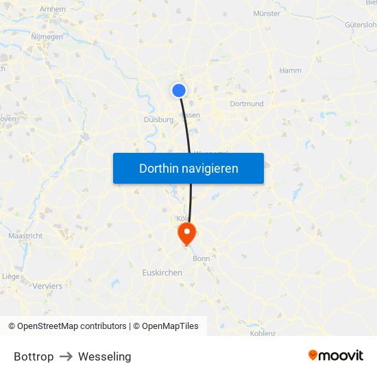 Bottrop to Wesseling map