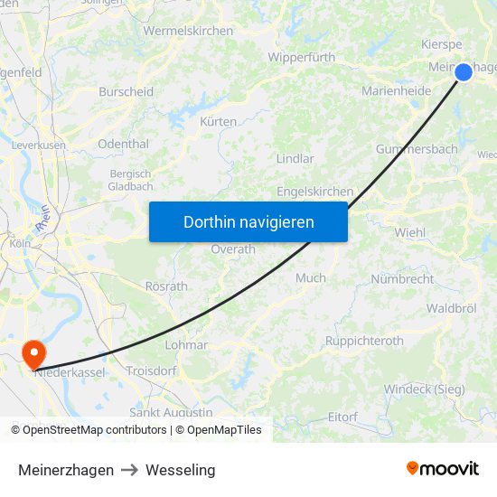 Meinerzhagen to Wesseling map