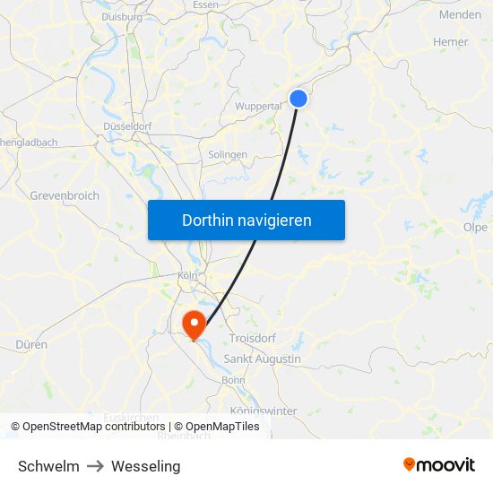 Schwelm to Wesseling map