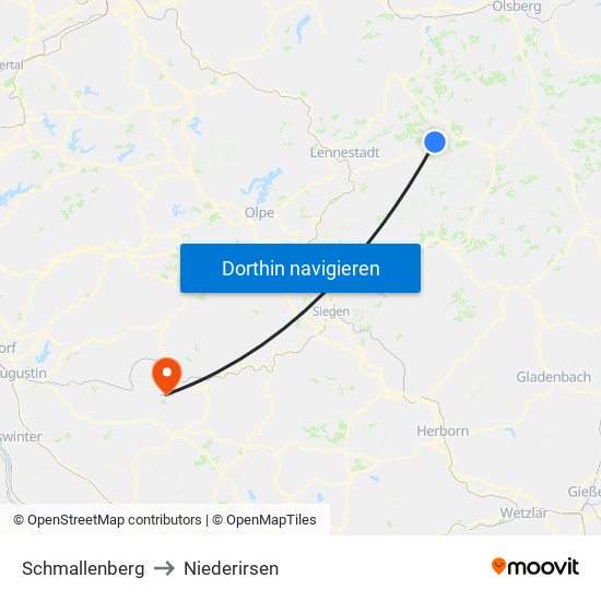 Schmallenberg to Niederirsen map