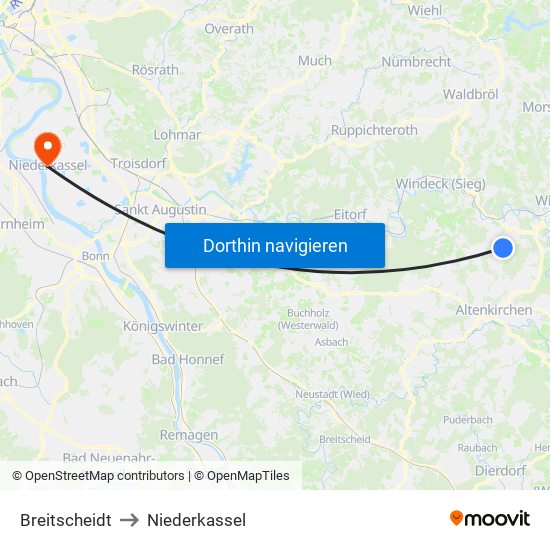 Breitscheidt to Niederkassel map
