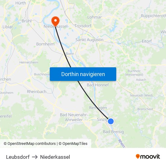 Leubsdorf to Niederkassel map