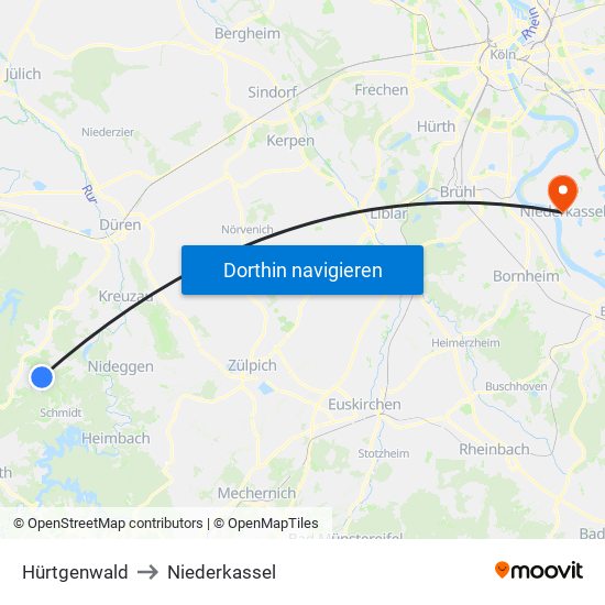 Hürtgenwald to Niederkassel map