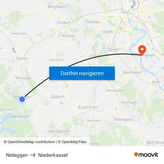 Nideggen to Niederkassel map