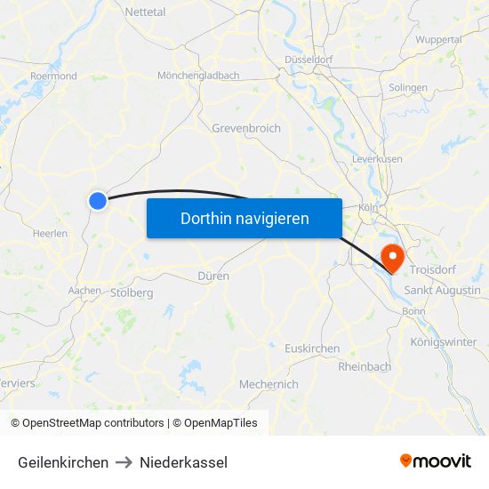 Geilenkirchen to Niederkassel map