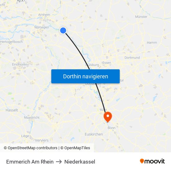 Emmerich Am Rhein to Niederkassel map