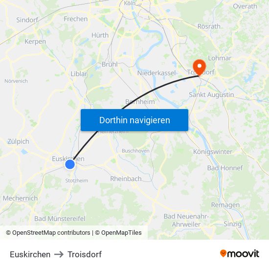 Euskirchen to Troisdorf map