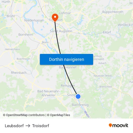 Leubsdorf to Troisdorf map