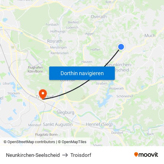 Neunkirchen-Seelscheid to Troisdorf map