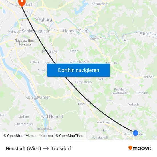 Neustadt (Wied) to Troisdorf map