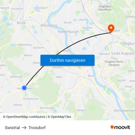 Swisttal to Troisdorf map