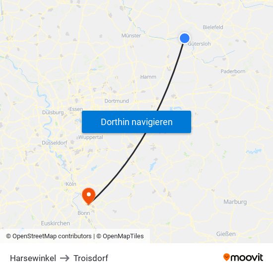 Harsewinkel to Troisdorf map