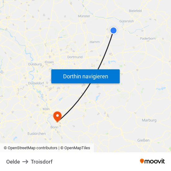 Oelde to Troisdorf map