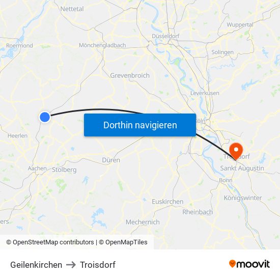 Geilenkirchen to Troisdorf map