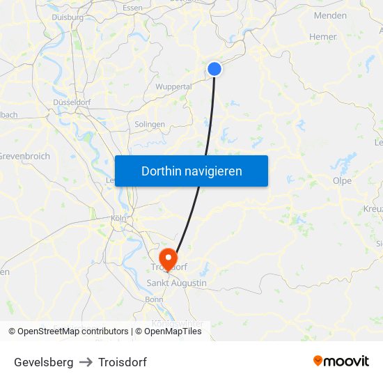 Gevelsberg to Troisdorf map