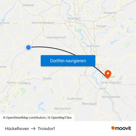 Hückelhoven to Troisdorf map