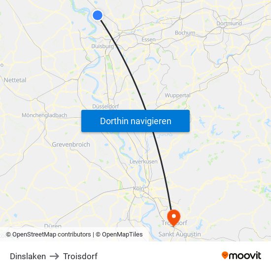 Dinslaken to Troisdorf map