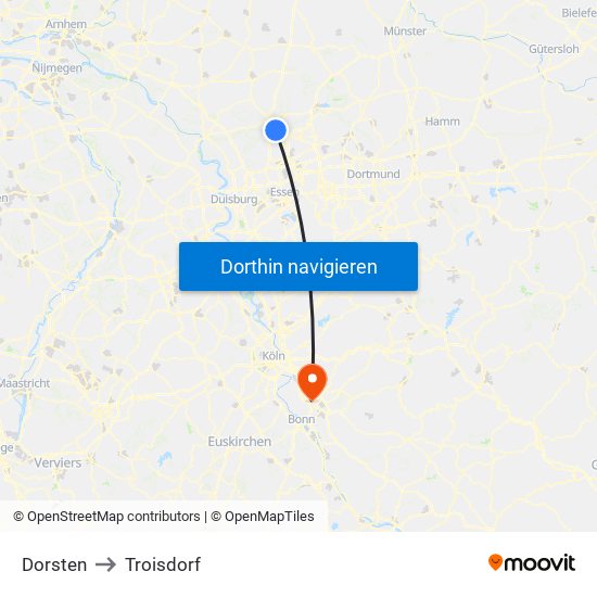 Dorsten to Troisdorf map