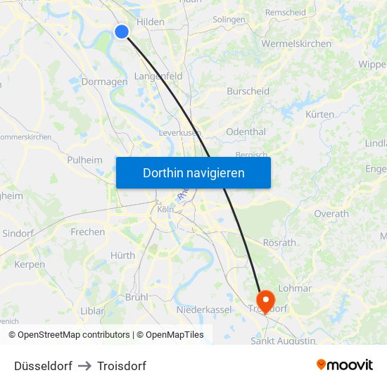 Düsseldorf to Troisdorf map