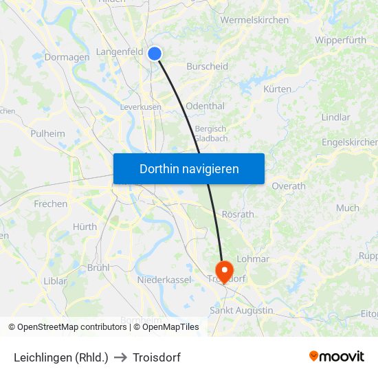 Leichlingen (Rhld.) to Troisdorf map