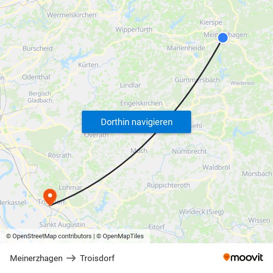 Meinerzhagen to Troisdorf map