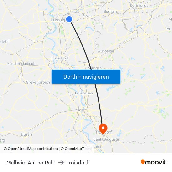 Mülheim An Der Ruhr to Troisdorf map