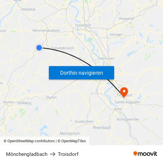 Mönchengladbach to Troisdorf map