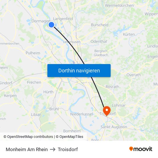 Monheim Am Rhein to Troisdorf map