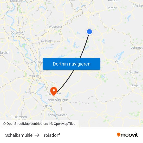 Schalksmühle to Troisdorf map