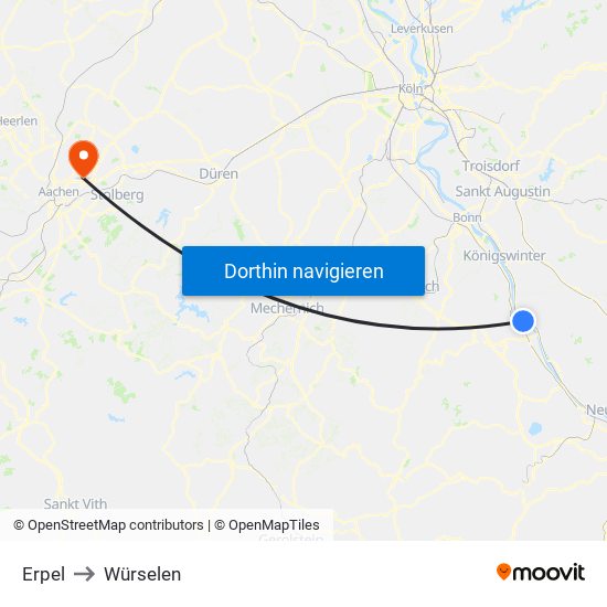Erpel to Würselen map