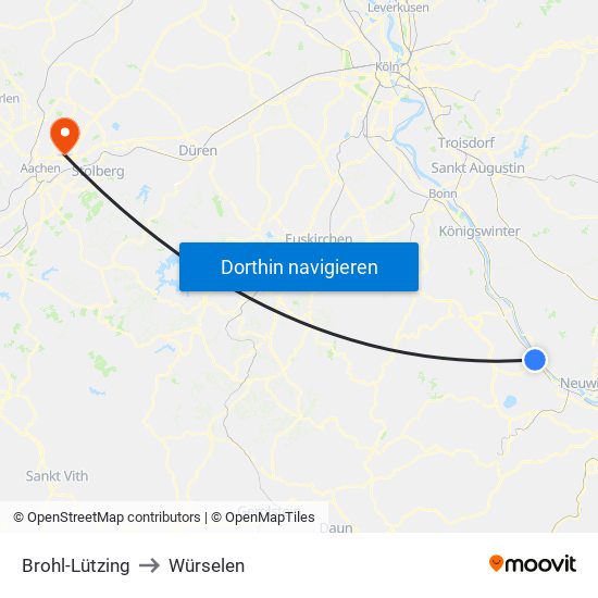 Brohl-Lützing to Würselen map