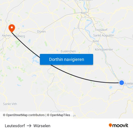 Leutesdorf to Würselen map