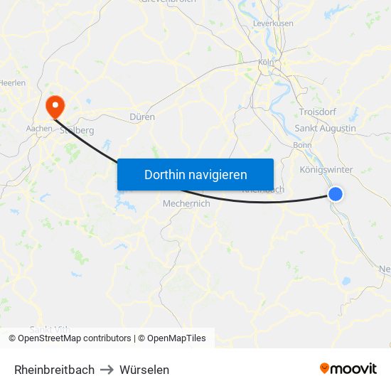 Rheinbreitbach to Würselen map