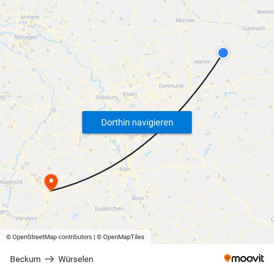 Beckum to Würselen map