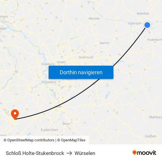 Schloß Holte-Stukenbrock to Würselen map