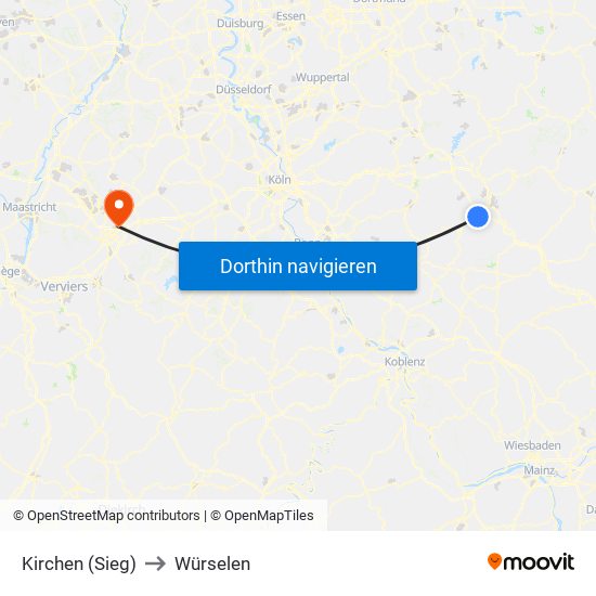 Kirchen (Sieg) to Würselen map