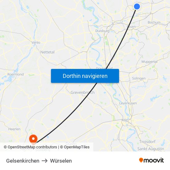 Gelsenkirchen to Würselen map