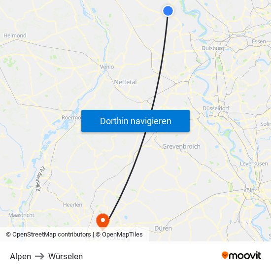 Alpen to Würselen map