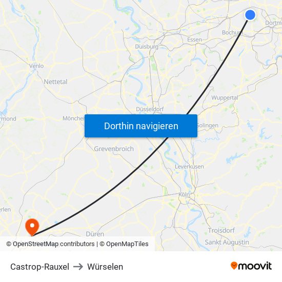 Castrop-Rauxel to Würselen map